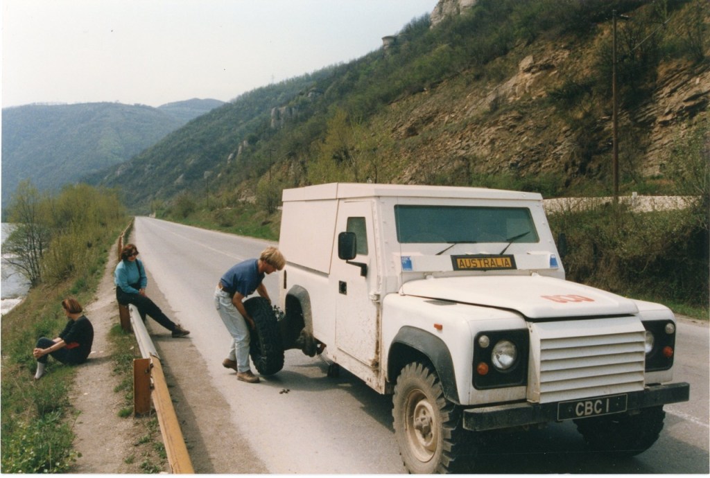 Armour plating didn’t stop the Hog from blowing a tyre: sound recordist David Fraser to the rescue, Bosnia, 1993
