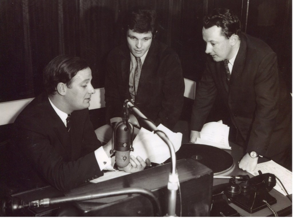 The first PM team: EP Tim Bowden (right) and presenters John Highfield (centre) and Lawrie Bryant (left) – Sydney, 1969.