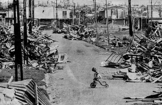 Inexplicably, some houses were spared while most were completely destroyed.