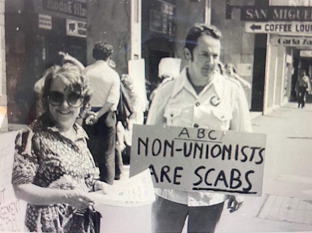 Tim Bowden, Radio Drama and Features broadcaster, on the picket line in 1978.