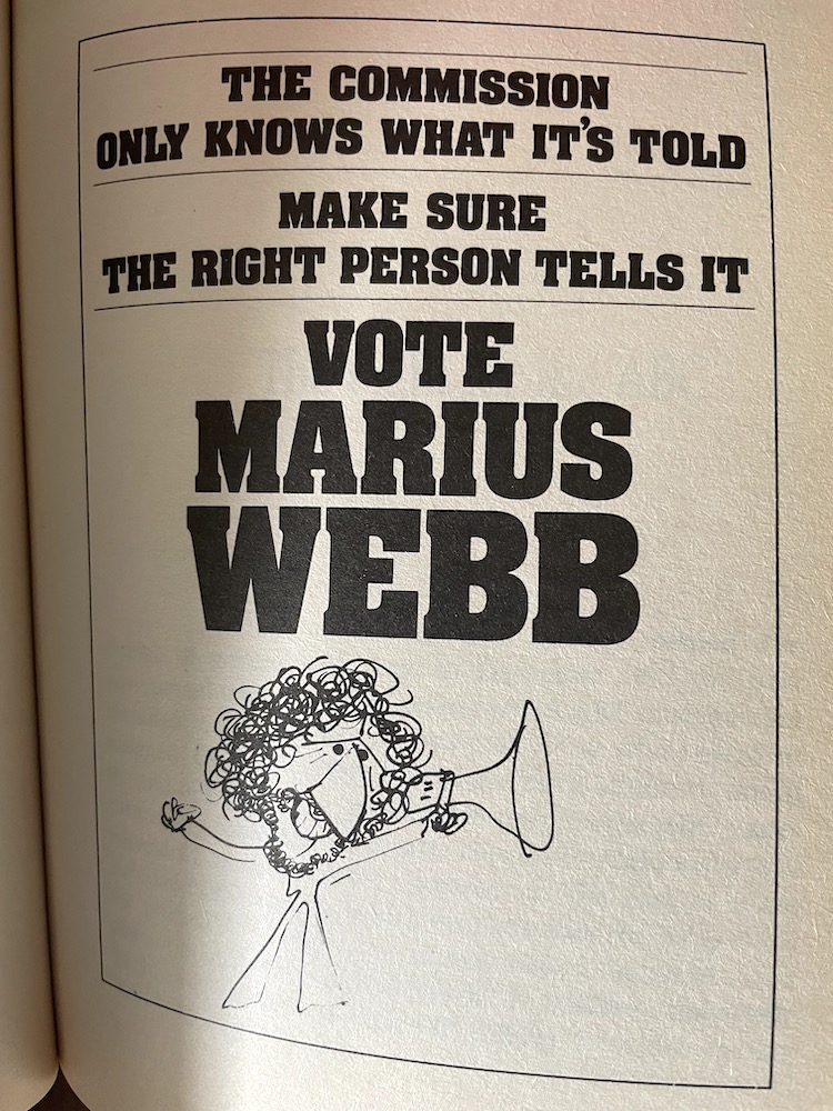 An election poster for Marius Webb, 1975. Courtesy Tom Molomby.