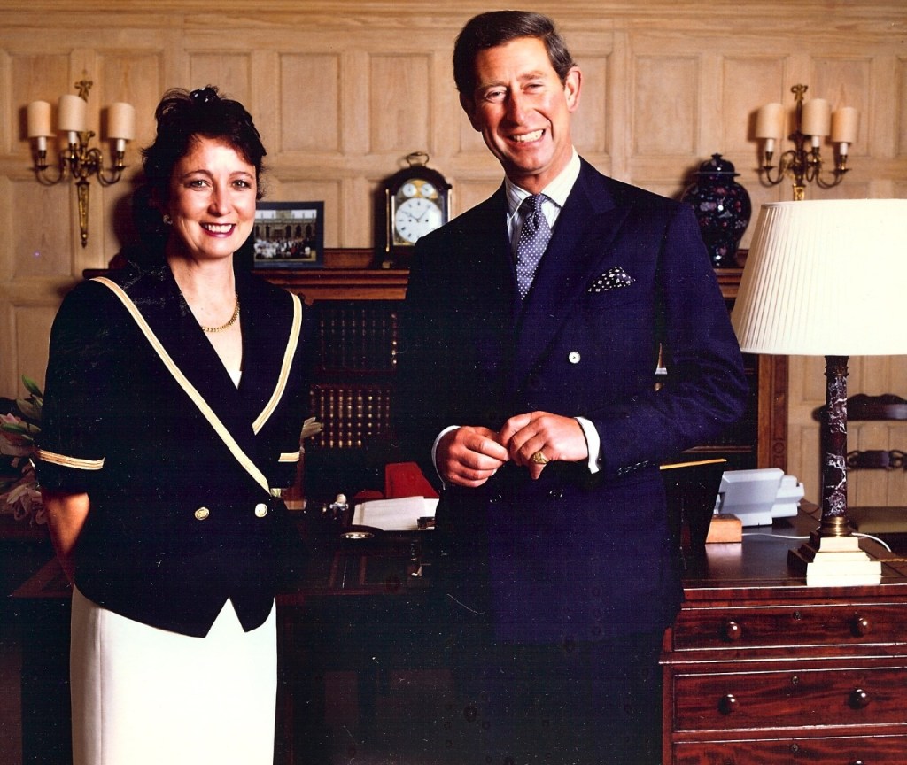 ABC Science Show reporter Sharon Carleton with HRH Prince Charles, 1993.